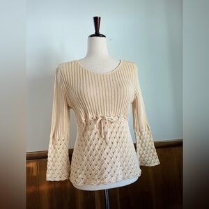 Butter yellow vintage Knit Sweater with Bell Sleeves